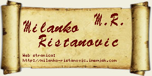 Milanko Ristanović vizit kartica